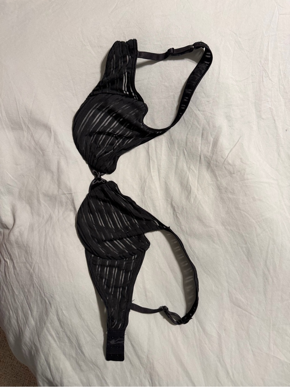 Valentino Black Sheer Striped Underwire Bra